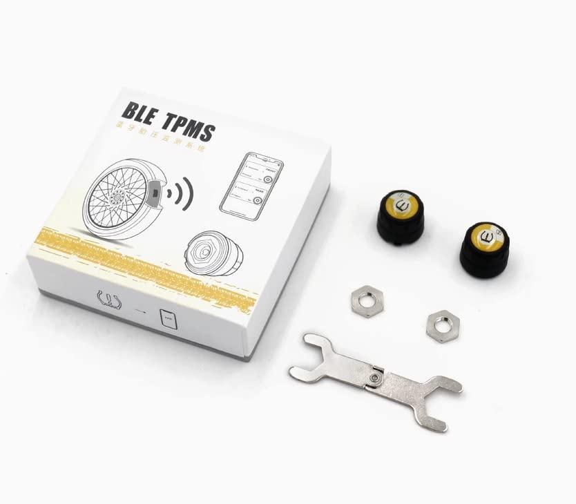 DHUNIKARTBLE External TPMS Monitoring Alarm Sensor with Bluetooth 4.0 for Motorcycle Support Android/iOS System TPMS with 2 External Sensor