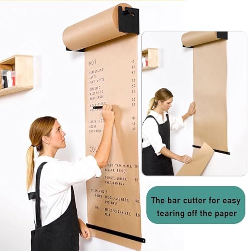 Porte-rouleau de papier kraft mural avec distributeur et cutter pour gribouiller et écrire, décoration d'intérieur