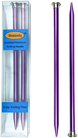 Weabetfu Aluminum Metal Knitting Needle,Colored Straight Single Pointed,10-inch Length for Handmade DIY Knitting,Size US 11(8.0mm)