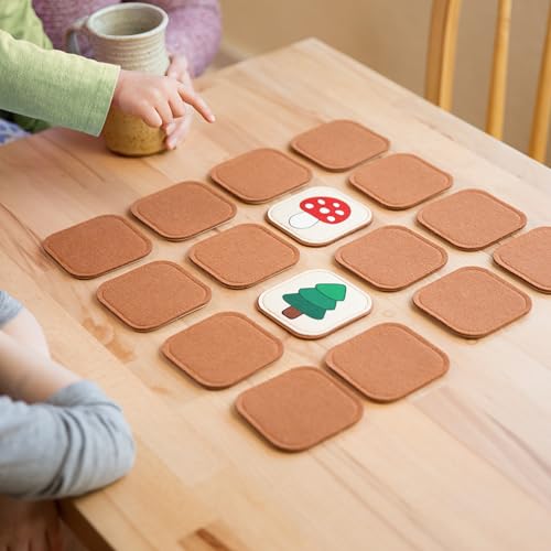 Felt Matching Game for Ages 2–4 – Soft and Safe for Ages 1+ – Montessori Memory Game – Sensory Flash Cards – Best Educational Gift for Ages 1–3 - Woodland Animal Theme