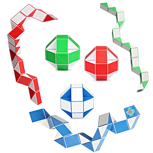 Ganowo 3Pcs Large Size Fidget Snake Cube Twist Puzzle Magic Snake Sensory Toys Collection Brain Teaser Stocking Stuffers Party Favors Game Goodie Bags Fillers For Kids Adults Teens #TOP5