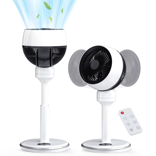 LHRIVER サーキュレーター扇風機 DCモーター 静音 28dB 6m/s 強風 12段階風量 3D首振り(上下90°左右70°) 15Hタイマー 高さ調節 リモコン付き 省エネ 夏冬両用 空気循環 寝室 リビング オフィス 在宅勤務 一人暮らし 赤ちゃん プレゼント