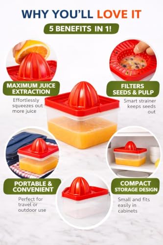 Image of Heavy Duty Manual Lemon Squeezer | Hand Press Citrus Juicer with Deep Bowl Design | Non-Slip Grip | Seed-Free Juice Extractor for Lemon, Lime & Orange | Kitchen Tool (White)