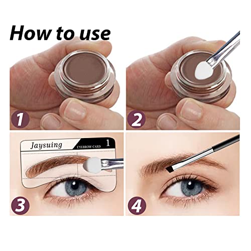 Eyebrow Stamp And Eyebrow Stencil Kit, Professional Eyebrow Makeup Kit, Long Lasting Waterproof Smudge Proof Eyebrow Styling Pomade For Natural Brows, Brow Stamping Trio Kit With 20 Stencils Sponge Applicator, Light Brown #TOP3