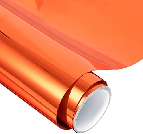 VINYL FROG Chrome Adhesive Vinyl Roll – 12"x60" Glossy Chrome Mirror Orange Permanent Cutting Craft Vinyl for Decor Sticker Works with Cameo