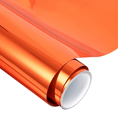 Vinyl Frog Chrome Adhesive Vinyl Roll – 12"X60" Glossy Chrome Mirror Orange Permanent Cutting Craft Vinyl For Decor Sticker Works With Cameo #TOP10