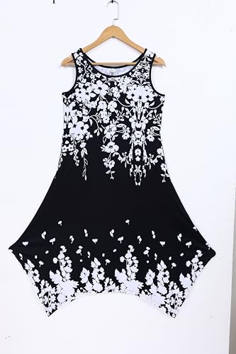 Image of AUSELILY Women's Summer Dresses Casual Sleeveless Midi Tank Beach Dress | Women's Asymmetrical Hem Sundress with Side Pockets, Great for Beach, Vacation & Daily Wear