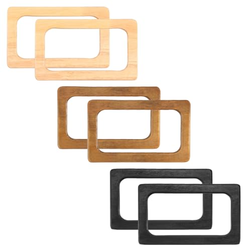 UKQRRTC 6Pcs Bag Handle Rectangular Purse Handles Wood Handbag Handles 3 Colors Bag Handles Decorative Purse Handle Tool Stylish Wood Bag Handle for Handcrafted DIY Handbag
