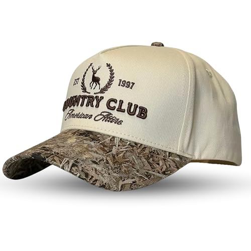Vintage Western Trucker Hat | Men & Women | Country Cute Caps for Cowgirls Cowboys | Camo Denim Embroidered Cotton | Snapback