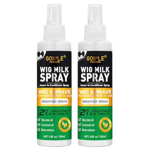 2PCS Wig Milk Spray for Synthetic Hair Leave-In Conditioner Wig Detangler Spray for Human Wigs Conditioner Detangler 2 in 1 Moisturizer Hydrates & Replenishes Synthetic Hair Wigs Easy Combing
