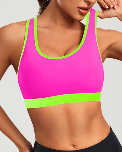 Image of Holipick Women's Sports Bra Bikini Tops Racerback Swim Top Scoop Neck Bathing Suits Top Modest Padded Crop Tops Swimsuit Only