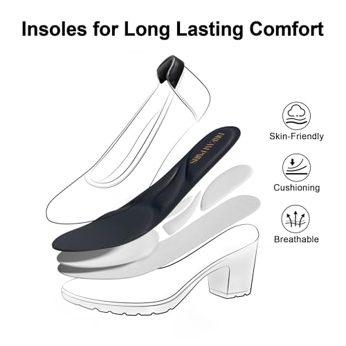 DREAM PAIRS Scarpe con Tacco Largo Eleganti Comode da Donna Décolleté con Tacco Alto Classico Décolleté in PU da Lavoro
