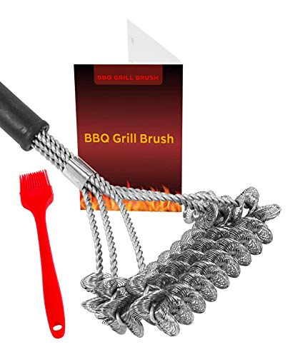 Grill Brush Bristle Free For Safe Cleaning | Grill Cleaner Brush For Gas/Porcelain/Charbroil Grates | Rust-Free Stainless Steel Bbq Brush For Grill Cleaning 17" | Bbq Grill Accessories Gifts For Men #TOP18