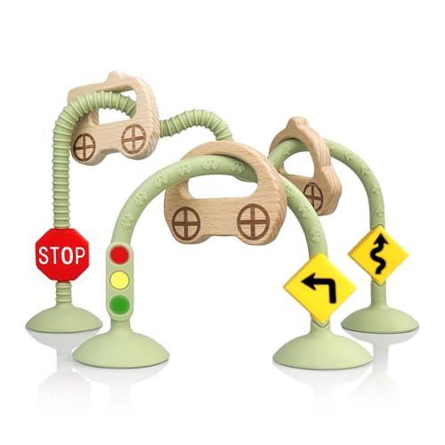 Image of zeeloopbee High Chair Suction Toys for Babies 6-12 Months, Suction Cup Toy for Toddlers 1-3, Baby Sensory Montessori Chew Toy for Babies 0-6 Month, Silicone Baby Teething Toys for 12-18 Months