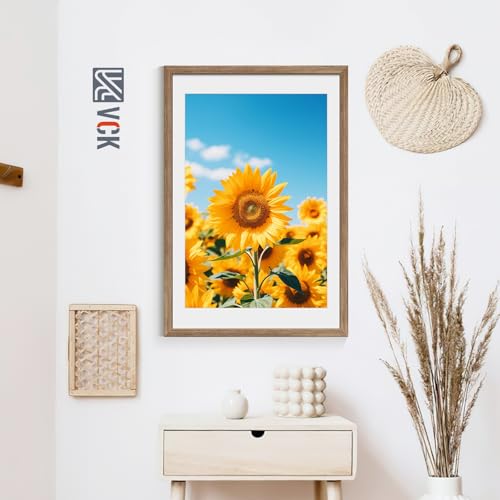 Image of VCK 24x36 Poster Frame 5 Pack, Walnut Wood, 20x30 Mat, for Wall Art