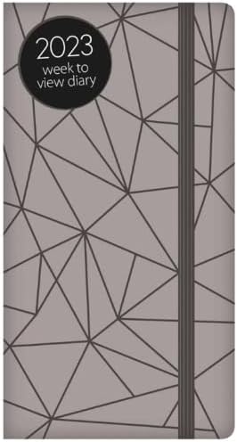 PaulStore 2023 Slim Week To View Diary Textured Foil Fleck With Elastic Closure (Black)