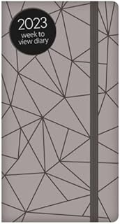 PaulStore 2023 Slim Week To View Diary Textured Foil Fleck With Elastic Closure (Black)