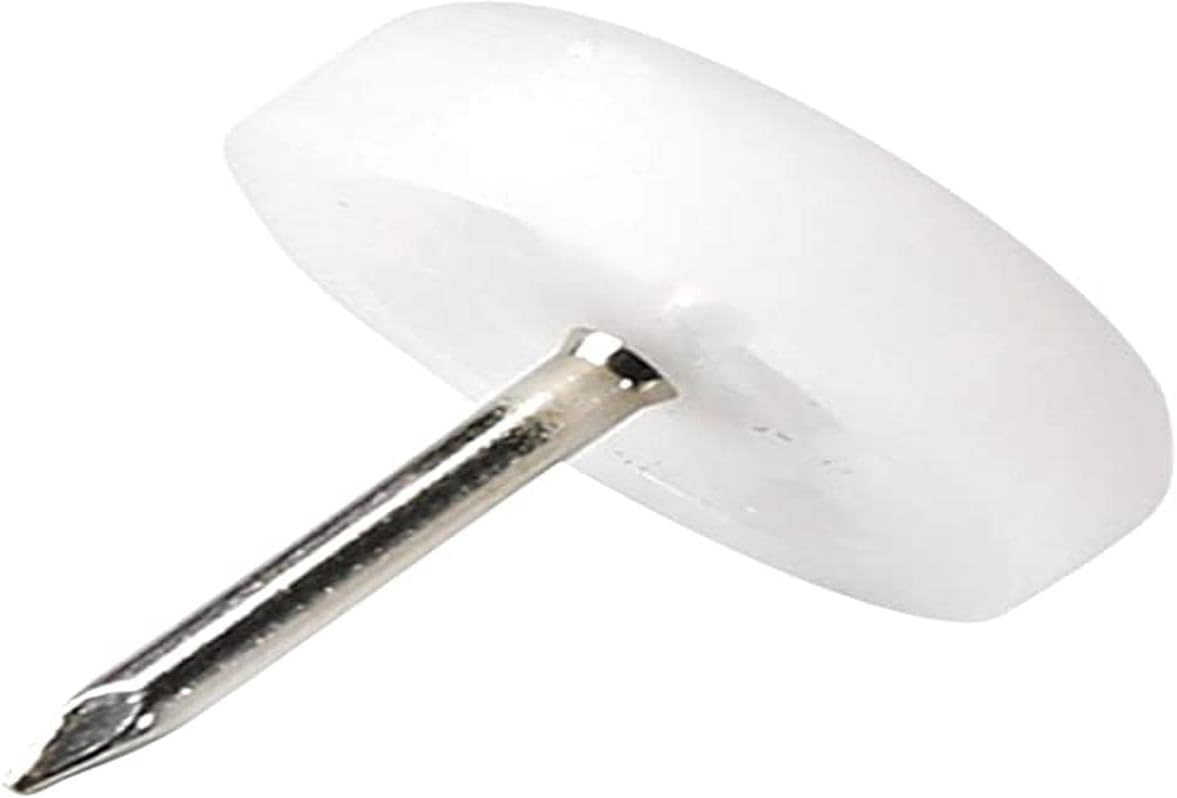 Adsamm® / 100 x Glides in plastic with nail | Ø 0,71'' (Ø 18 mm) | white | round | Premium quality furniture sliders with nail by Adsamm®