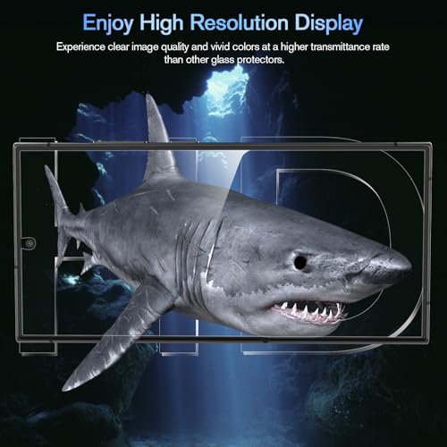 Image of SHILD (Pack of 2) Tempered Glass Screen Protector for Samsung Galaxy S24 Ultra (6.9-inch) | 9H Hardness | S-Pen Compatible | 100% Fingerprint Unlock | HD Clarity | Easy Installation Tray | Scratch & Impact Resistant