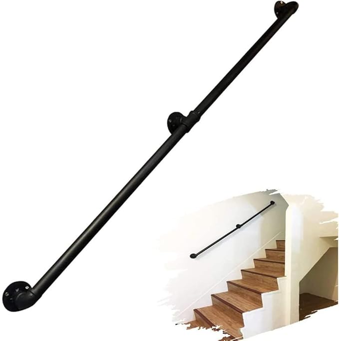 CANEEN Black Vintage Wrought Iron Stair Railings for Indoor