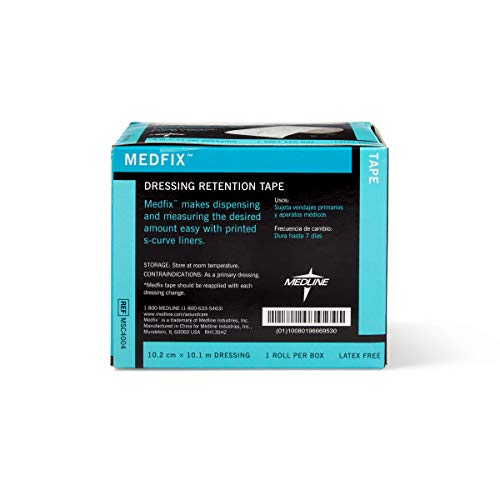 Medline Medfix Dressing Retention Tape With S-Release Liner, Secures Primary Dressings And Medical Appliances, 4" X 11 Yd #TOP4