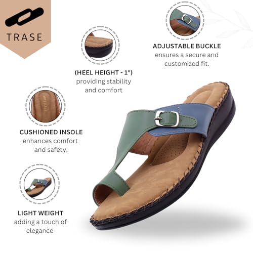 Image of TRASE Extra Soft Slippers for Women | Orthopedic Diabetic Footwear with Cushioned Insole | Lightweight & Comfortable Ladies Chappals with Toe Ring and Adjustable Buckle
