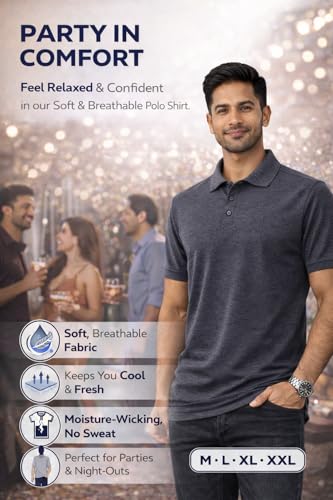 Image of Men's Polo T-Shirt | Breathable, Moisture-Wicking, Soft & Lightweight | Regular Fit Casual & Travel Wear