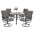 Sophia & William Outdoor Dining Set Patio Dining Set for 4 Round Patio Table and Chairs Set 5 Pieces with Swivel Patio Chairs 42" Metal Table for Garden Pool All Weather Brown