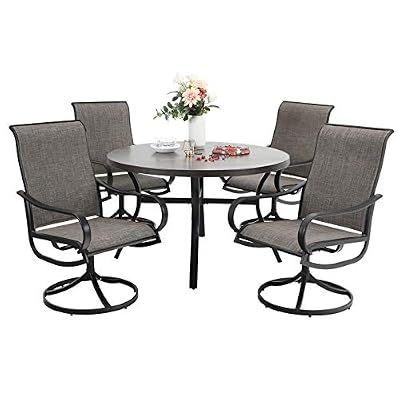 Sophia & William Outdoor Dining Set Patio Dining Set for 4 Round Patio Table and Chairs Set 5 Pieces with Swivel Patio Chairs 42" Metal Table for Garden Pool All Weather Brown