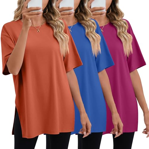Huukeay 3 Pack Women's Oversized Gym T Shirts Short Sleeve