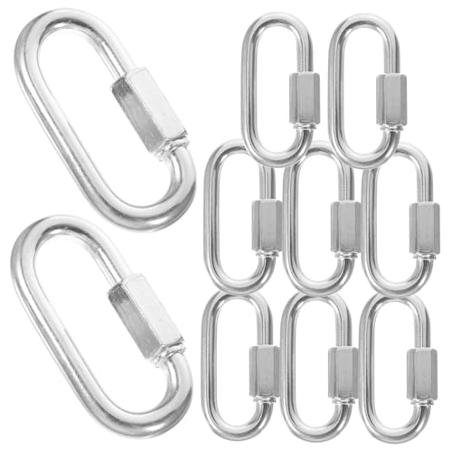 KOMBIUDA 10pezzi Moschettoni Maglia Rapida in Zincata e Sgancio Rapido per Rimorchio Amaca Altalena Conectori per Vite Ad