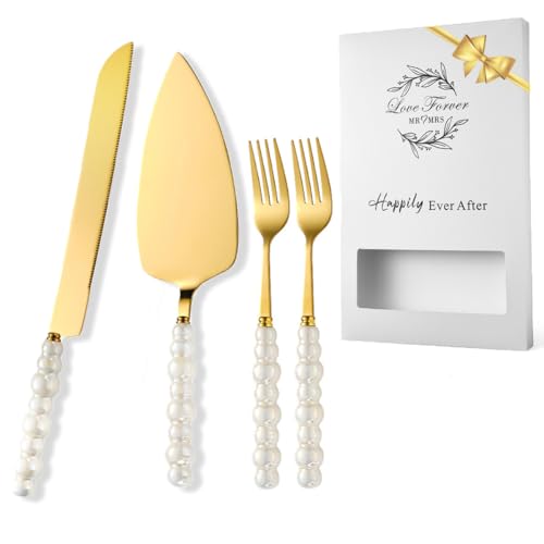4 Pcs Wedding Cake Cutting Set, Wedding Cake Knife and