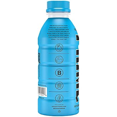 PRIME Hydration BLUE RASPBERRY, Sports Drinks, Electrolyte Enhanced for Replenishing Fluids, 250mg BCAAs, B Vitamins, Antioxidants, Low Sugar, 16.9 Fl Oz, 12 Pack