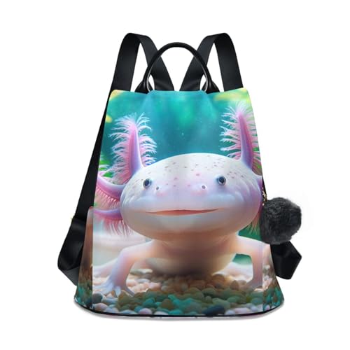 Mochila de axolote para mujer con bolsillo antirrobo trasero 1