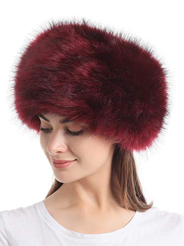 Soul Young Women's Winter Faux Fur Cossak Russian Style Hat(One Size,Burgendy)