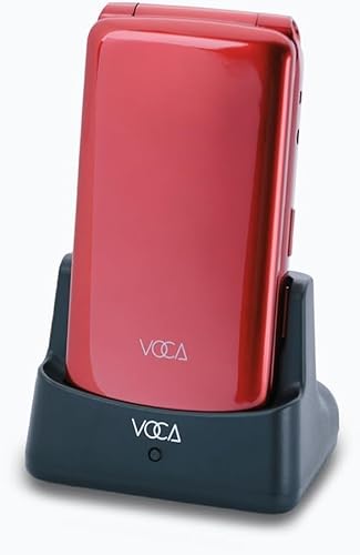 VOCA Big Button Flip Phone for Seniors Elderly | Unlocked 4G LTE | Loud Volume | SOS Button | Speed Dial | Predictive Text | Charging Dock | V340 (Red, Red)