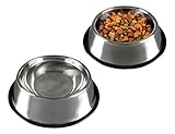 Stainless Steel Pet Bowls with Non Slip Rubber Bottom for Dogs and Cats-Feeder Dish for Food and Water- Set of 2, 16 Oz Each By PETMAKER
