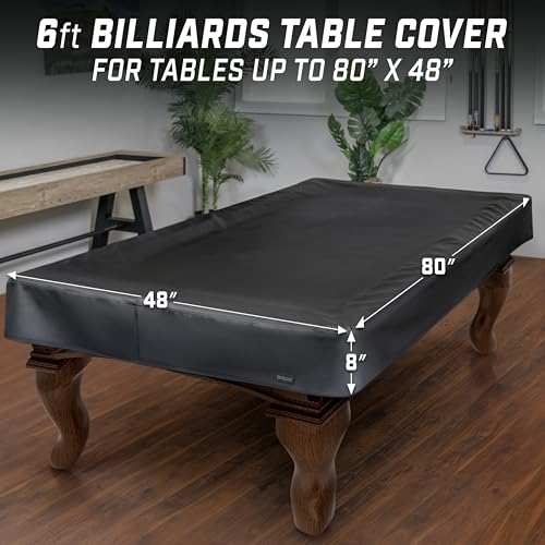 GoSports 6 ft Premium Leatherette Pool Table Cover - Waterproof & Tearproof - Heavy Duty Indoor & Outdoor Billiard Table Cover - Black - Image 2