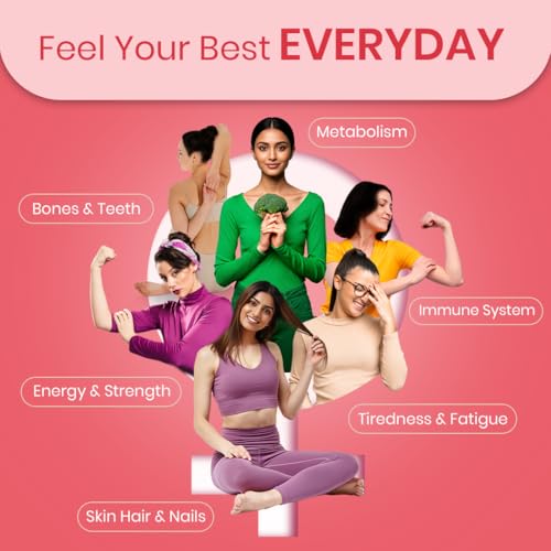 Image of CUREFOREVER Multivitamin Tablets for Women with Vitamin C, Zinc & Biotin | Complete Multivitamin for Women's Wellness | Supports Energy, Bone Health, Skin & Immunity | 60 Veg Tablets