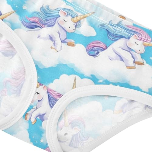 Wusikd Cute Unicorns Girls' Underwear Cotton Clouds Girls Briefs Soft Toddler Underwear 2T4