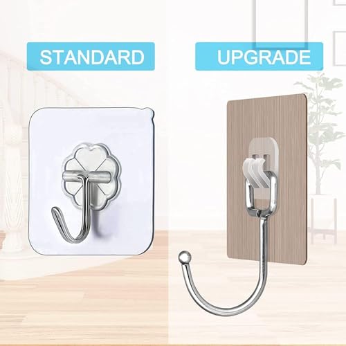 Image of CERLINK Golden Large Adhesive Hooks for Wall Heavy Duty Waterproof Wall Hooks for Hanger Hooks, Stainless Steel Towel and Coats Wall Hook to Use Inside Kitchen, Bathroom, Home and Office Pack 20