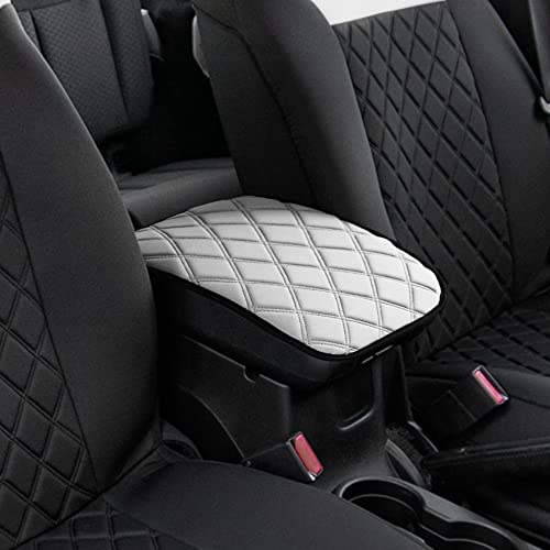 Image of FH Group Neosupreme White Diamond Pattern Center Console Pad - Water-Resistant Armrest Cover Protector for Cars, SUVs & Trucks