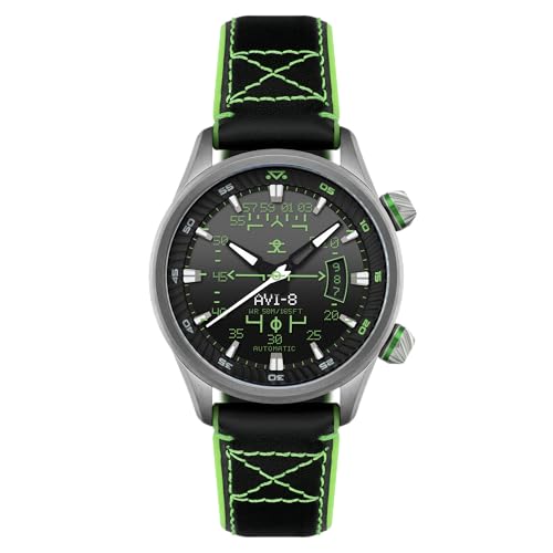 Image of AVI-8 Men's 44mm Hawker Harrier HUD Automatic Watch with Rubber /Leather Strap AV-4117