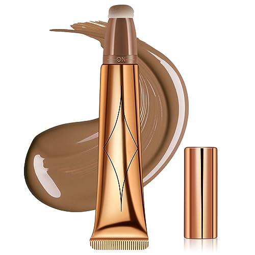 Volumoon Éclaircissant Visage Liquide avec Applicateur Coussin, Contouring Crème et Bronzer Blush Stick, Fin Mat Naturel Longue Durée (1#)