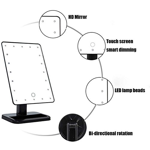 Lighted Makeup Mirror 20 LED, Lmeison Vanity Mirror with Touch Screen, Detachable 10X Magnification Mirrors,180° Free Rotation Movable Cosmetic Mirror