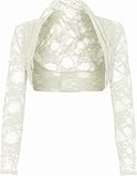  Damen-Bolero, bauchfrei, Spitze, Übergröße, Cardigan, Top Größe 34-54 Gr. 50 DE/52 DE/(3XL), cremefarben
