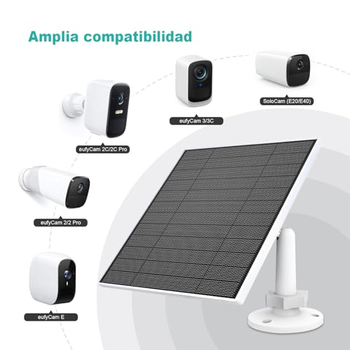 Panel solar para cámara Eufy 5W compatible con Eufycam 3 2 Pro C tipo C IP65 3