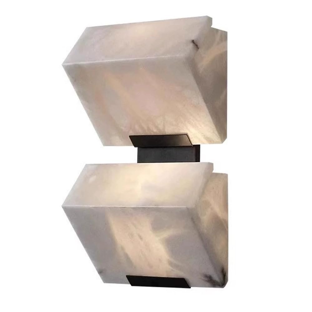 OZBMA Luxury Farmhouse Wall Lamp for Bedroom Mirror White Marble Light Fixture, Bathroom Vanity Led Sconce Minimalist Spanish Style Lighting Hallway Stairs Living Room