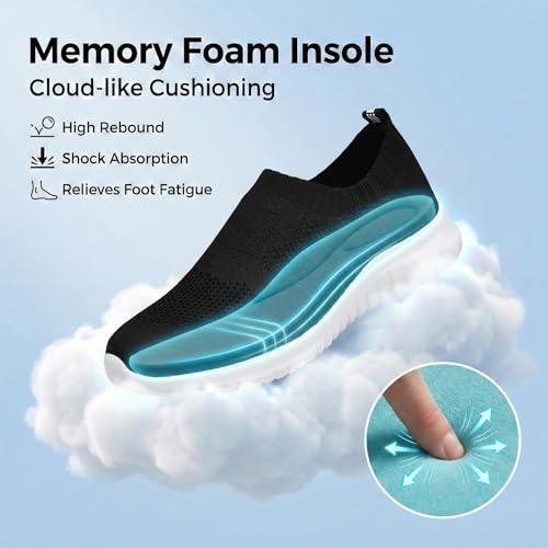 Image of konhill Women's Walking Tennis Shoes - Lightweight Athletic Casual Gym Slip on Sneakers