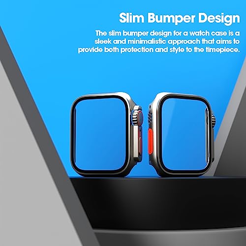 Image of Sounce 45mm Silicone Protection Front Case Cover with Attached Screen Protector Scratch-Resistant Dustproof Touch Sensitivity Compatible for Apple Watch Series 8 7 6 5 4 3 2 1 SE (Silver)